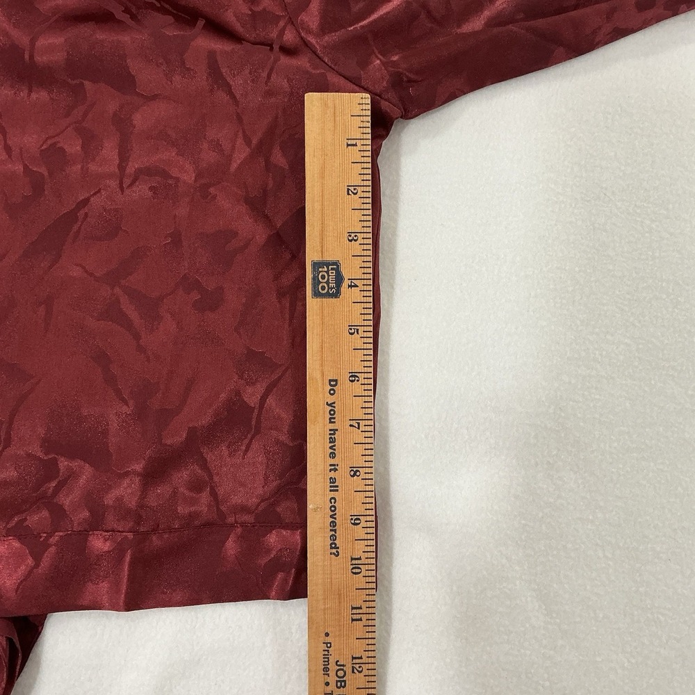 LUCCA Jacquard Satin Floral Wine Blouse Bow Tie M Coquette Fairy Dark Academia - Picture 12 of 15